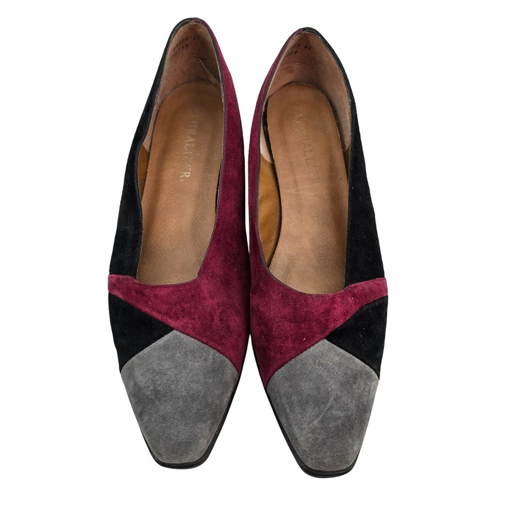 Naturalizer Womens Suede Colorblock Wedge Pumps Burgundy Black Grey Size 12 M